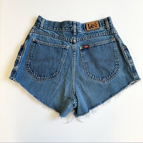 Vintage LEE‎ 70's Jean Shorts 25" Custom Distressed High Rise Denim - Picture 2 of 13
